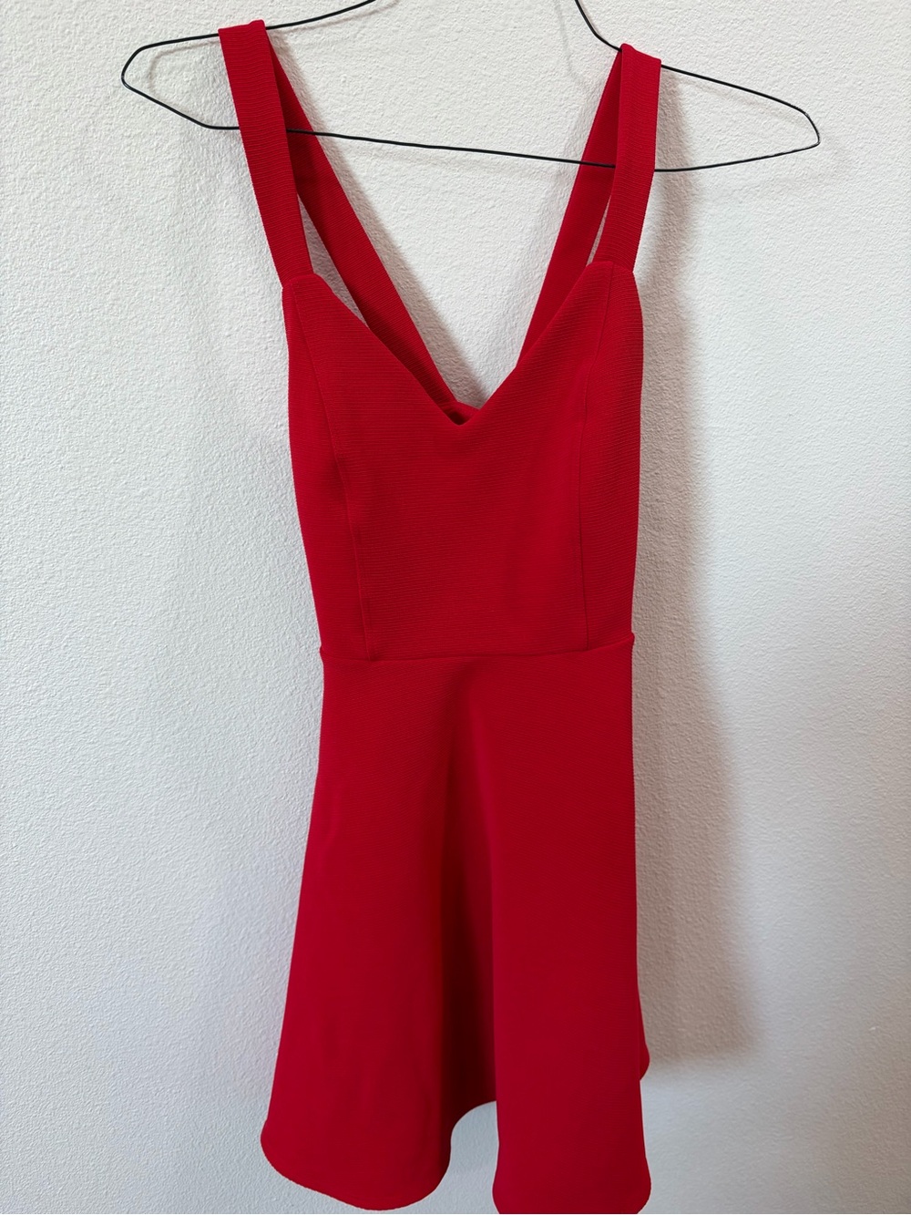 Forever 21 Bright Red V-Neck Mini Dress